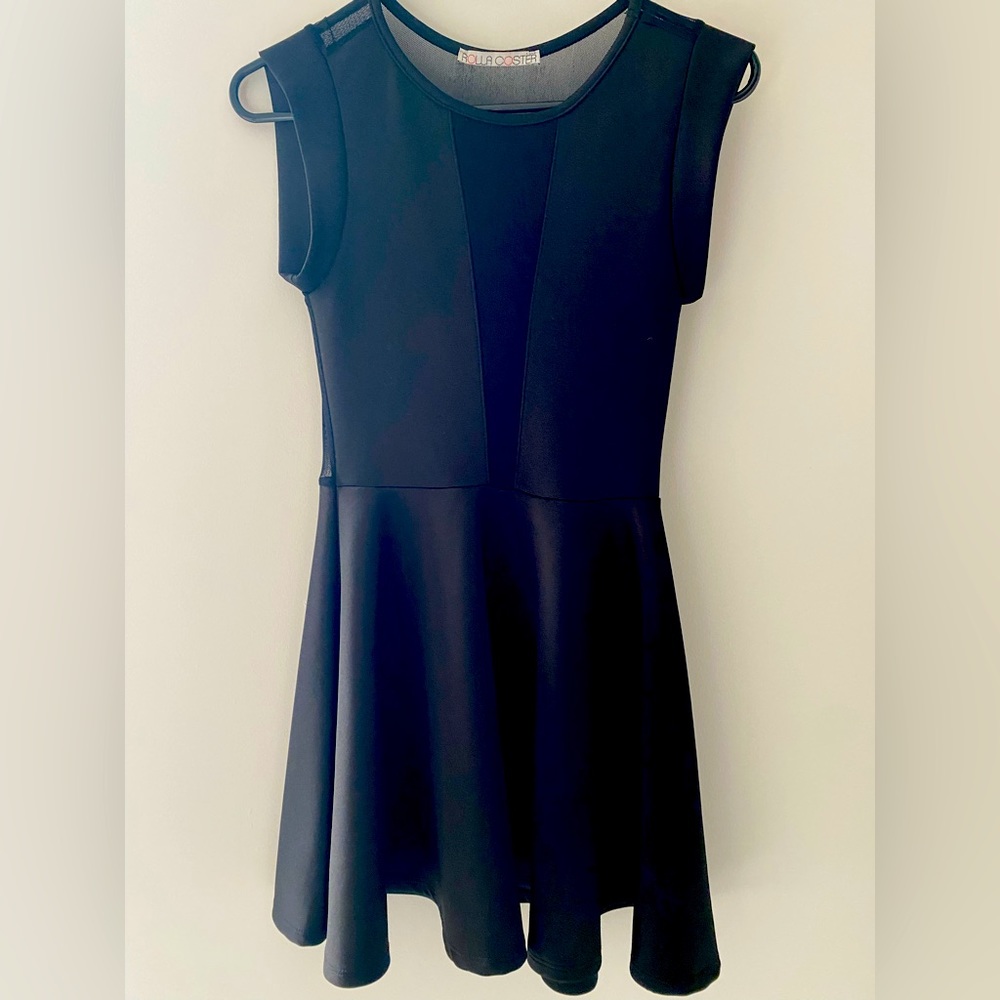 Black sheer back flair dress